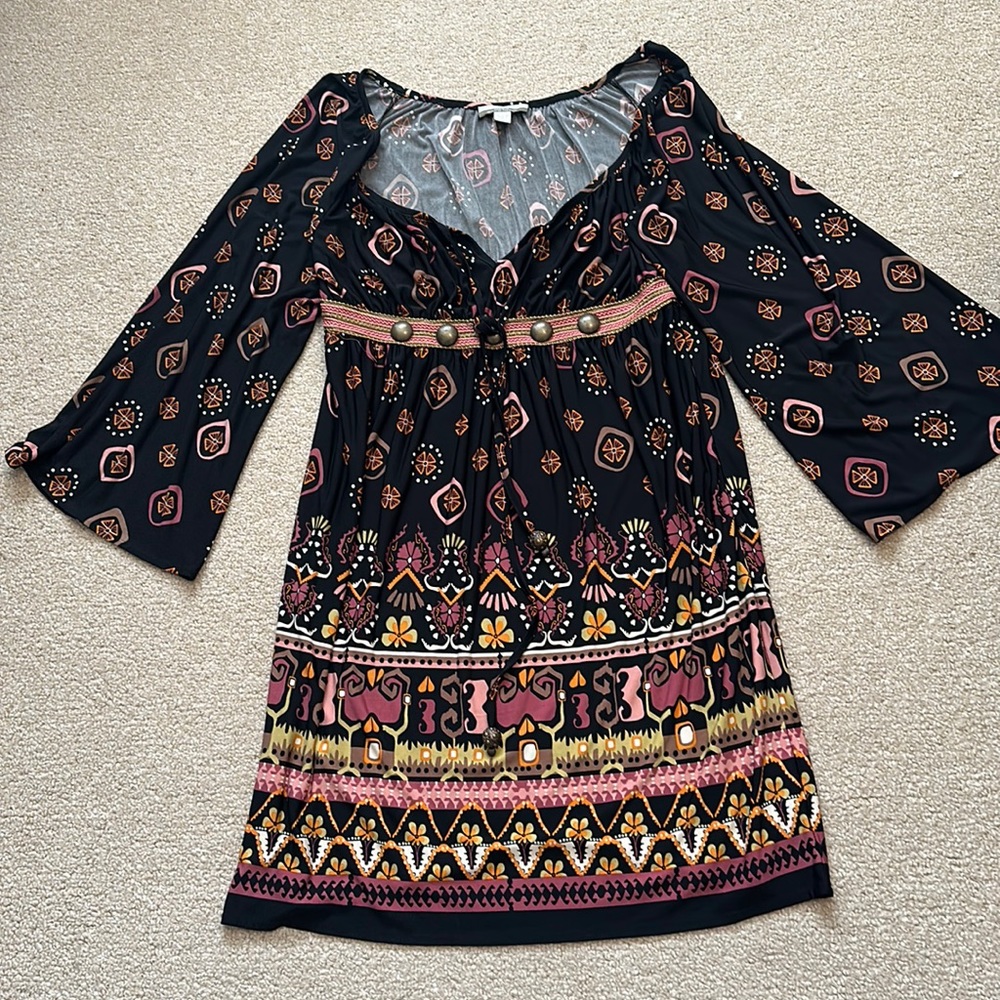 Muse for Boston Proper Black, pink and other color dress. Size 10